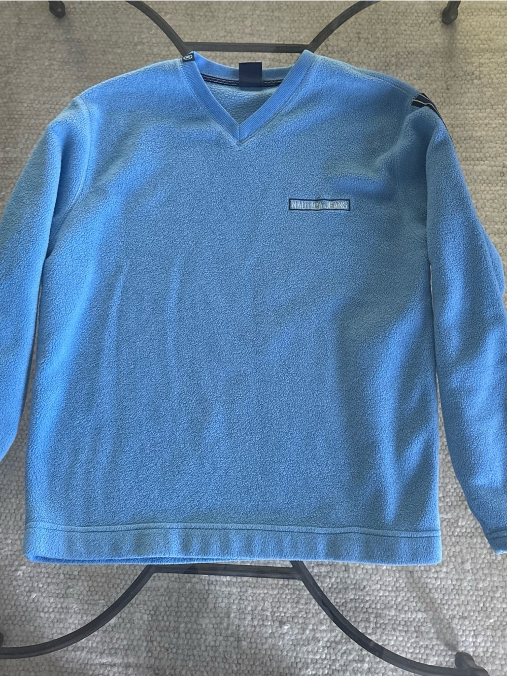 Nautica Men's Sky Blue V-Neck fleece Sweater